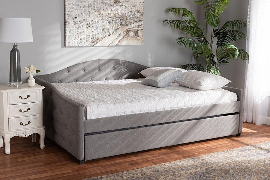 Wholesale Interiors Daybeds - Becker Transitional Grey Fabric Upholstered Queen Size Daybed