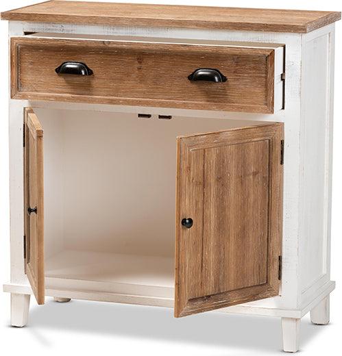 Wholesale Interiors Buffets & Cabinets - Glynn Rustic Farmhouse Weathered Two-Tone White and Oak Brown Finished Wood 2-Door Storage Cabinet