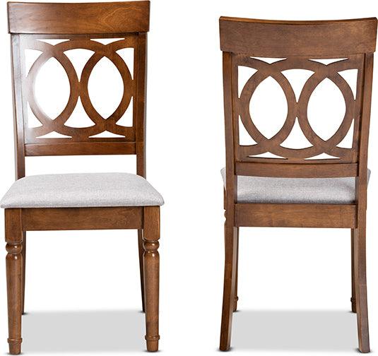 Wholesale Interiors Dining Chairs - Lucie Contemporary Grey Fabric and Brown Finished Wood 2-Piece Dining Chair Set