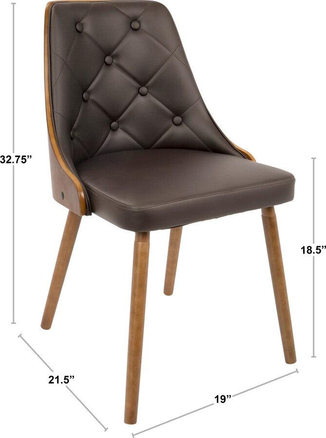 Lumisource Dining Chairs - Gianna Mid-Century Modern Dining/Accent Chair in Walnut with Brown Faux Leather