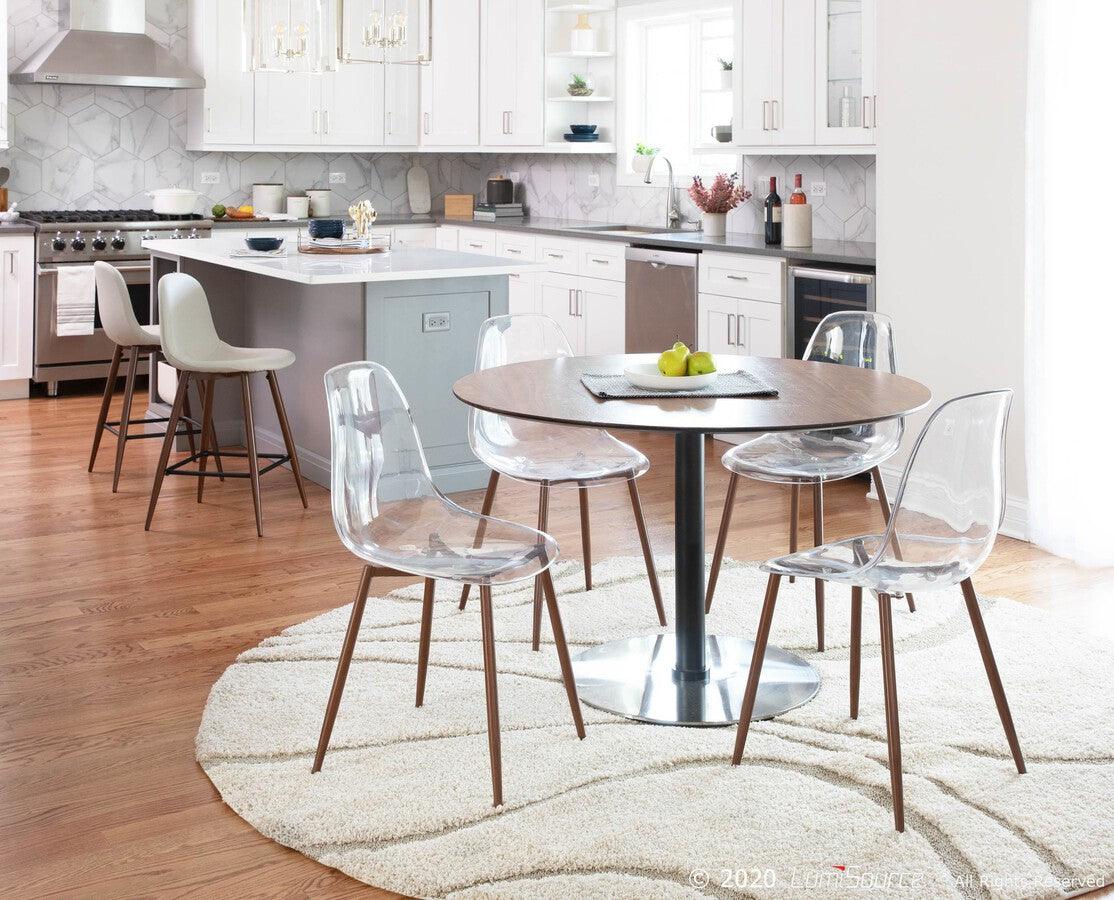 Lumisource Dining Chairs - Clara Mid-Century Modern Dining Chair in Walnut and Clear - Set of 2