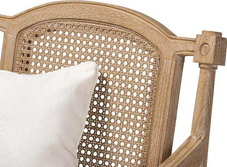 Wholesale Interiors Accent Chairs - Clemence French Provincial Ivory Fabric Upholstered Whitewashed Wood Armchair