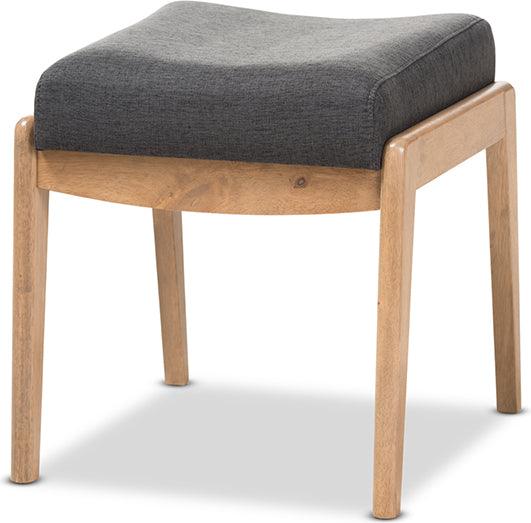 Wholesale Interiors Ottomans & Stools - Wera Mid-Century Retro Modern Dark Grey Fabric Ottoman