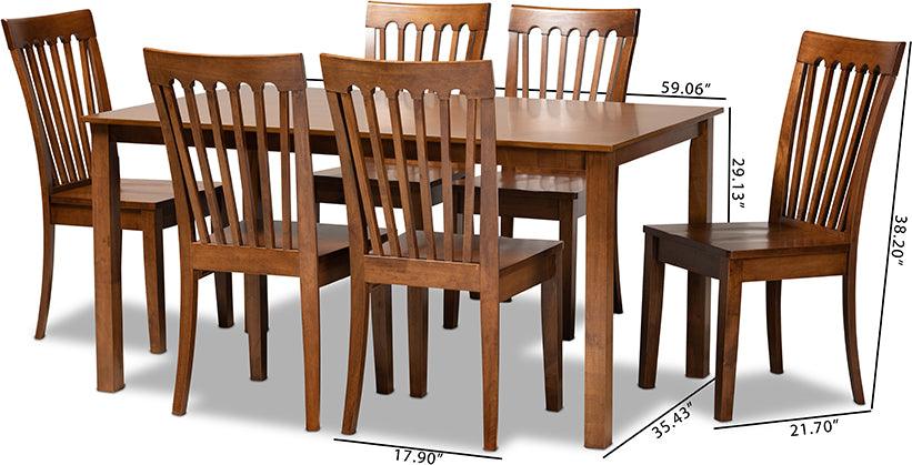 Wholesale Interiors Dining Sets - Erion Walnut Brown Finished Wood 7-Piece Dining Set