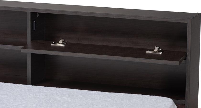 Wholesale Interiors Beds - Faraday Dark Brown Finished Wood Twin Size Platform Storage Corner Bed