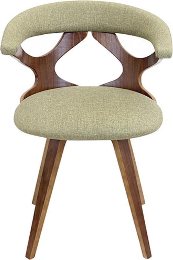 Lumisource Dining Chairs - Gardenia Dining/Accent Chair With Swivel In Walnut Wood & Green Fabric