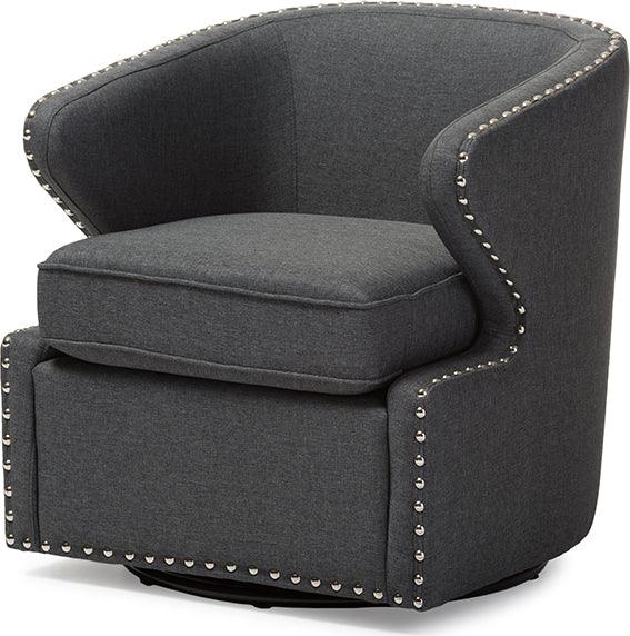 Wholesale Interiors Accent Chairs - Finley Mid-Century Modern Grey Fabric Upholstered Swivel Armchair