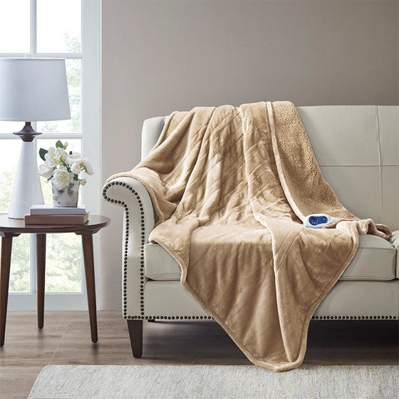 Olliix.com Heated Blankets - Throw Beige