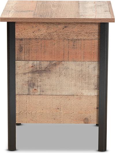 Wholesale Interiors Nightstands & Side Tables - Vaughan Modern and Contemporary Two-Tone Rustic Oak Brown and Black Finished Wood Nightstand