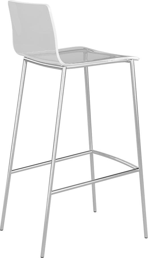 Euro Style Barstools - Cilla Bar Stool in Clear with Brushed Nickel Legs - Set of 2