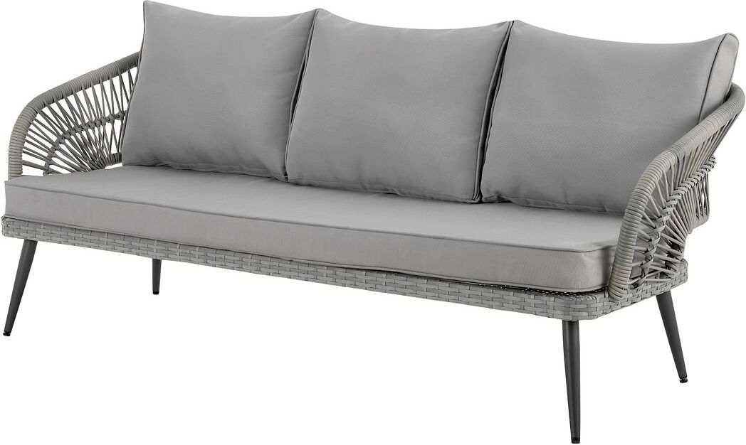 Manhattan Comfort Outdoor Conversation Sets - Riviera Patio 5- Person Conversation Set with Coffee Table with Grey Cushions