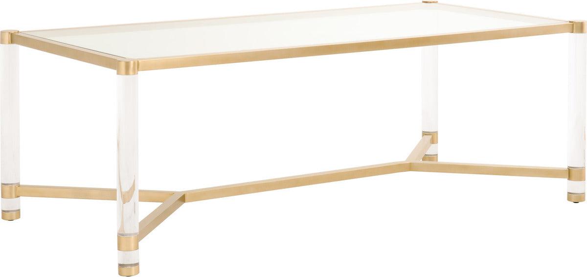 Essentials For Living Dining Tables - Nouveau Dining Table Brushed Brass, Lucite, Clear Glass