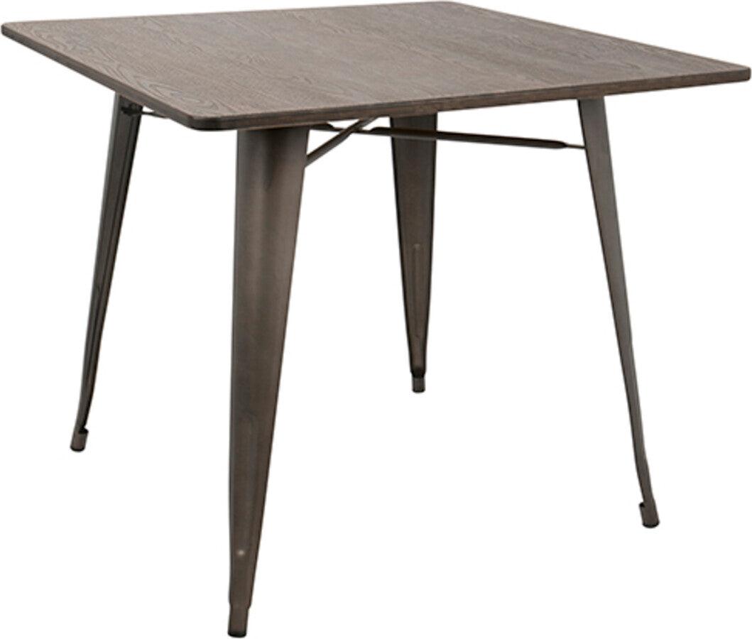 Lumisource Dining Tables - Oregon 36" Industrial-Farmhouse Dining Table in Antique and Espresso