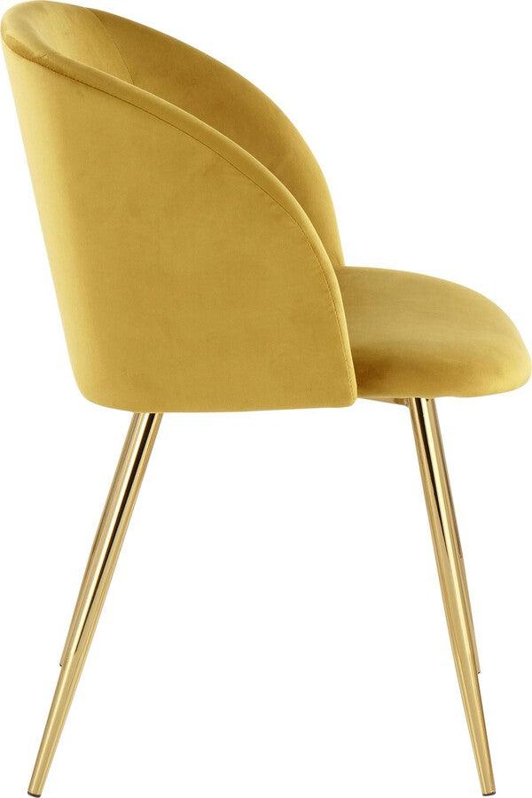 Lumisource Dining Chairs - Fran Contemporary Chair in Gold Metal and Chartreuse Velvet - Set of 2