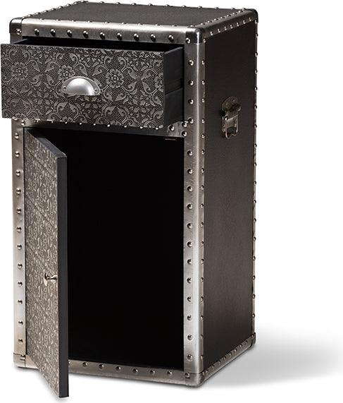 Wholesale Interiors Buffets & Cabinets - Cosette Vintage Industrial Silver Metal Floral Accent Cabinet