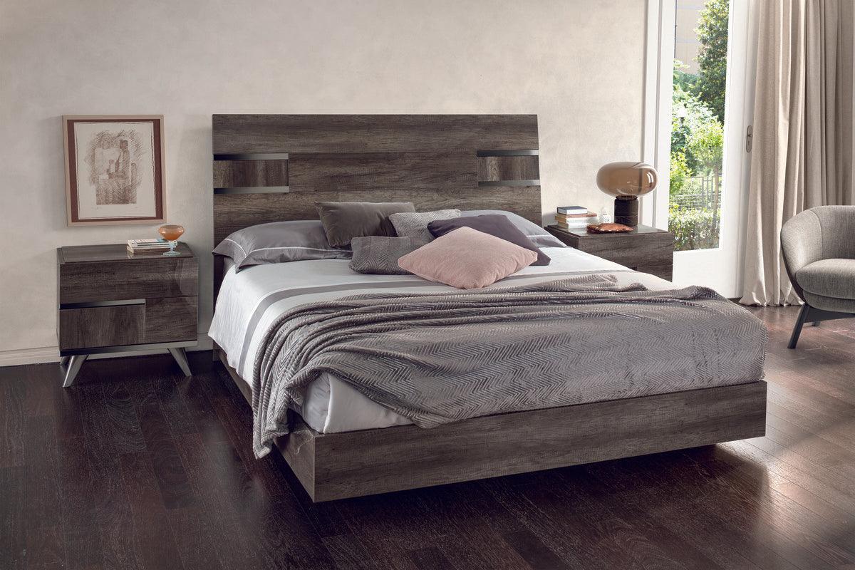 Essentials For Living Beds - Collina Standard King Bed Vintage Oak High Gloss & Chrome