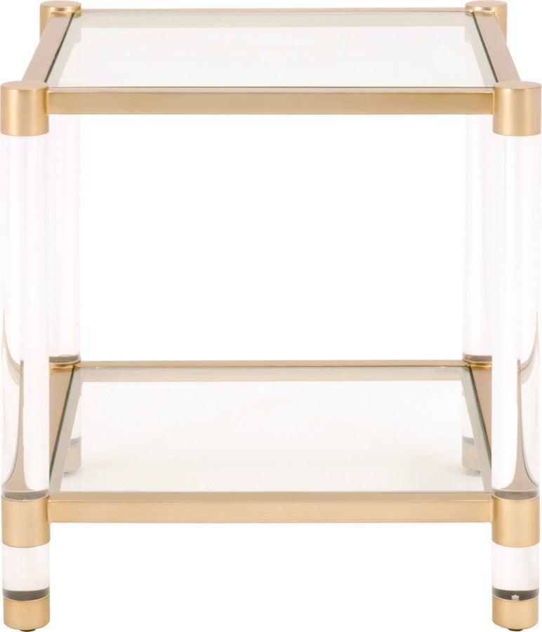 Essentials For Living Side & End Tables - Nouveau End Table Brushed Brass & Lucite & Clear Glass
