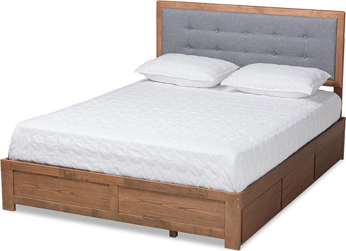 Wholesale Interiors Beds - Lene Queen Storage Bed Ash walnut & grey