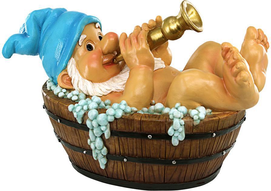 Design Toscano Gnomes - Trumpeting Bath Tub Gnome Statue