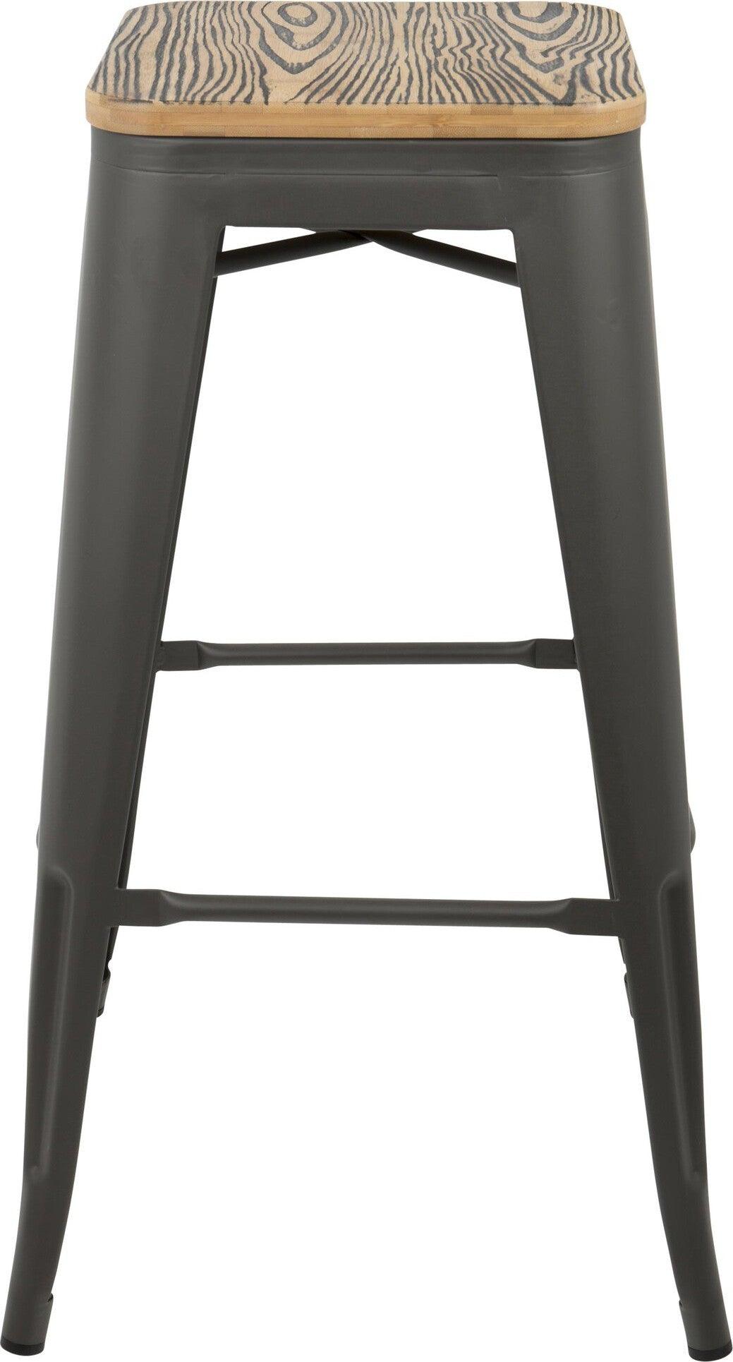 Lumisource Barstools - Oregon Barstool Medium Brown & Gray (Set of 2)