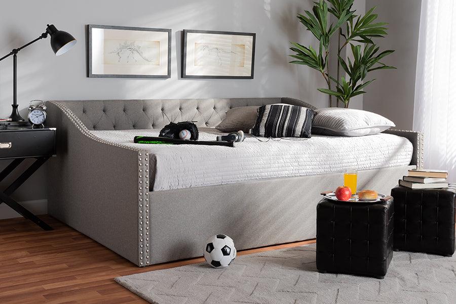 Wholesale Interiors Daybeds - Haylie Modern and Contemporary Light Grey Fabric Upholstered Queen Size Daybed