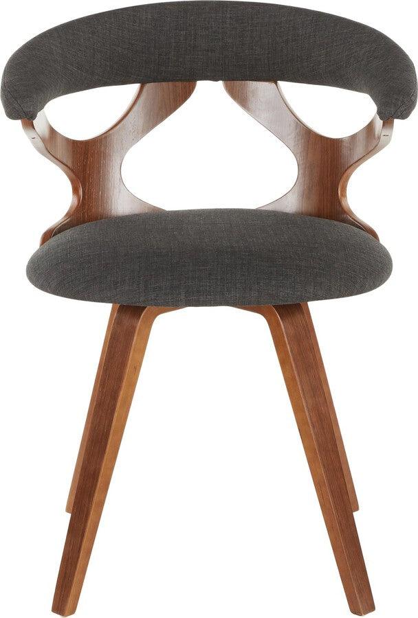 Lumisource Accent Chairs - Gardenia Mid-Century Modern Dining/Accent Chair with Swivel in Walnut and Charcoal Fabric