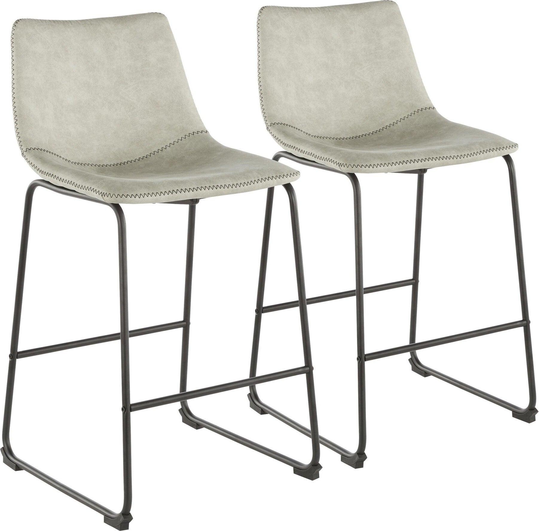 Lumisource Barstools - Duke Counter Stool Black & Light Gray (Set of 2)