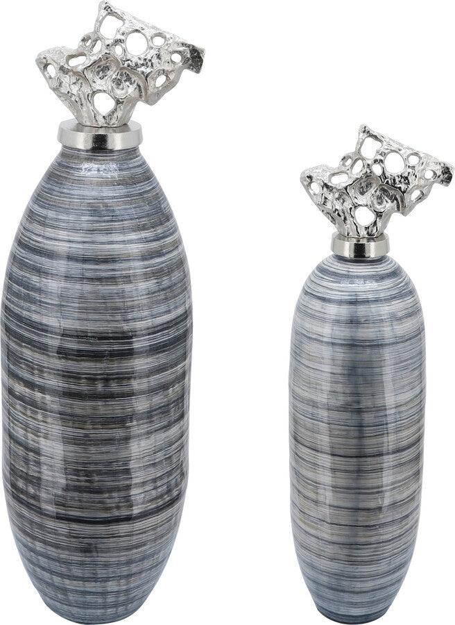 Sagebrook Home Vases - Glass 41"H Vase W/ Aluminum Lid Brown