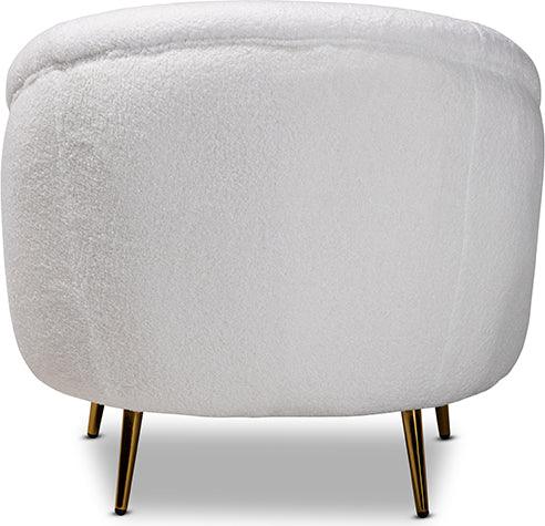 Wholesale Interiors Accent Chairs - Urian White Boucle Upholstered and Gold Finished Metal Accent Chair