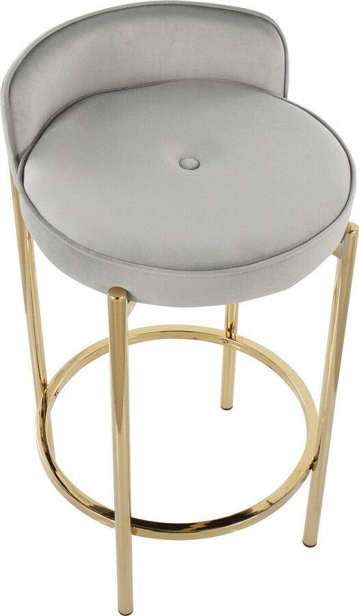 Lumisource Barstools - Chloe Counter Stool In Gold Metal & Silver Velvet (Set of 2)