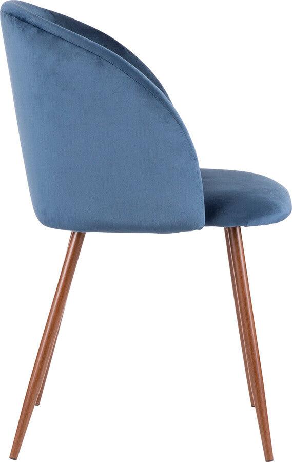 Lumisource Dining Chairs - Fran Contemporary Dining Chair in Walnut and Blue Velvet - Set of 2