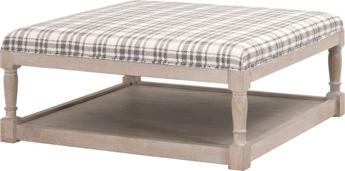 Essentials For Living Coffee Tables - Townsend Upholstered Coffee Table Natural Gray Ash & Tartan Charcoal