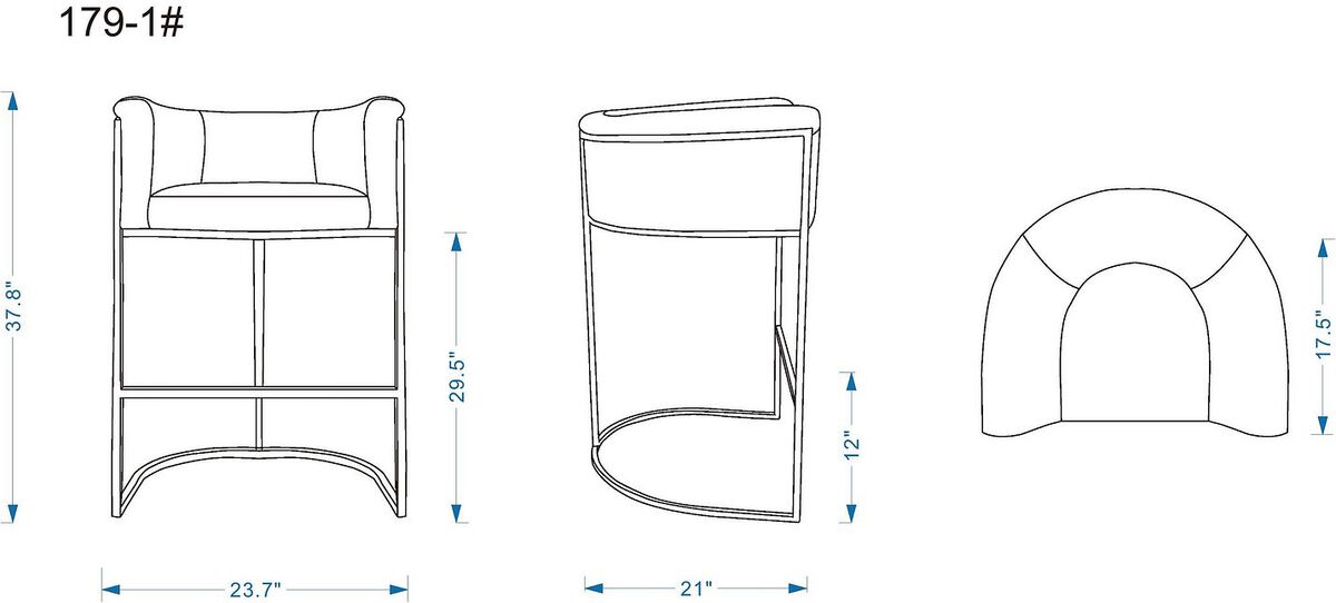 Manhattan Comfort Barstools - Cosmopolitan 37.8 in. Cream and Black Metal Barstool (Set of 2)