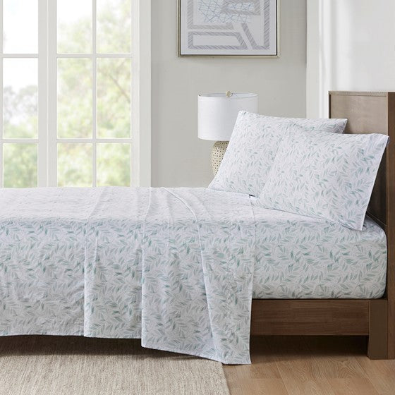 Olliix.com Sheets & Sheet Sets - Sheet Set Green Leaves Queen