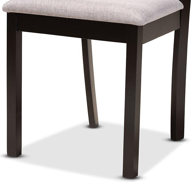 Wholesale Interiors Dining Sets - Rasa Grey Fabric Upholstered and Dark Brown Finished Wood 5-Piece Dining Set