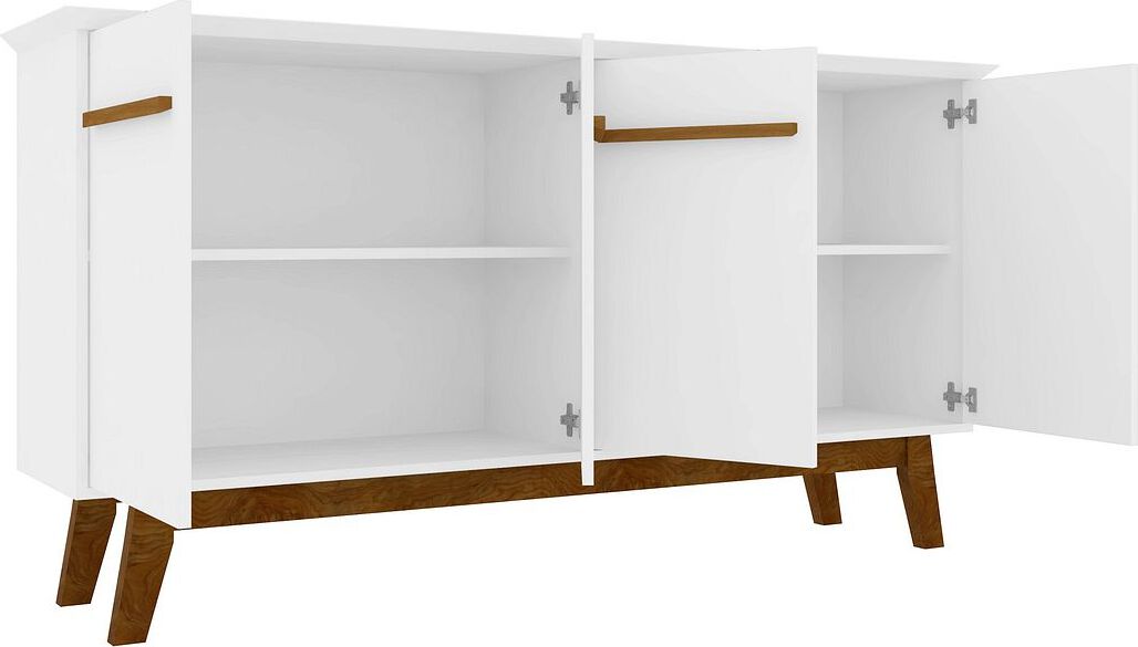 Manhattan Comfort Buffets & Sideboards - Yonkers 62.99 Sideboard with Solid Wood Legs and 2 Cabinets in White