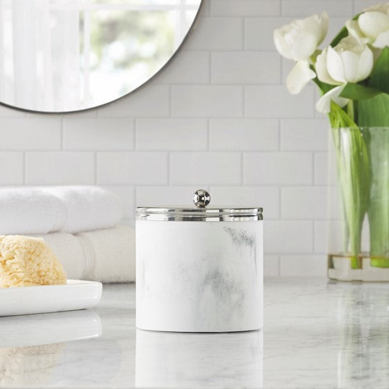 Olliix.com Bath Accessories - Silver Marbled Resin Jar Silver