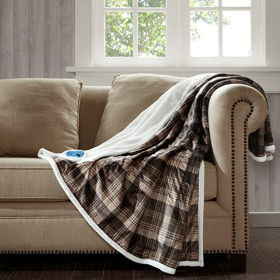 Olliix.com Heated Blankets - Oversized Mink to Berber Heated Throw Brown