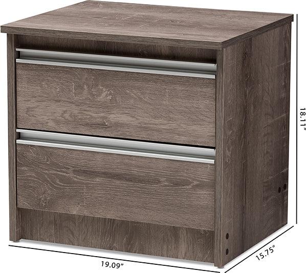 Wholesale Interiors Nightstands & Side Tables - Gallia 2 Drawers Nightstand Oak Brown