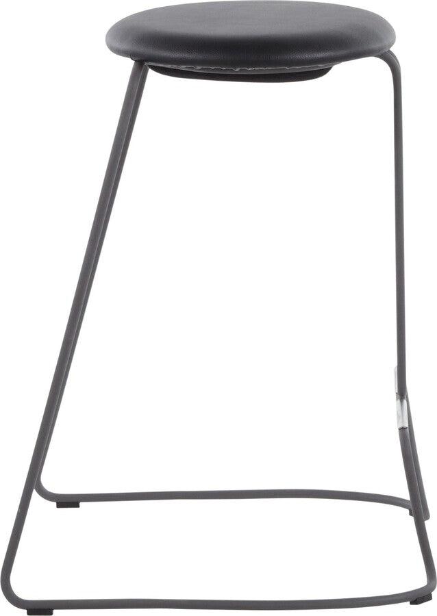 Lumisource Barstools - Finn Contemporary Counter Stool in Grey Steel and Black Faux Leather - Set of 2