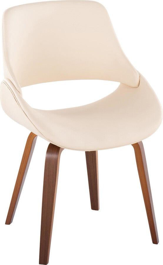 Lumisource Dining Chairs - Fabrico Dining/Accent Chair In Walnut & Cream Faux Leather (Set of 2)