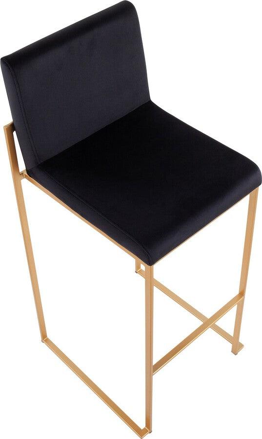 Lumisource Barstools - Fuji High Back Barstool In Gold Steel & Black Velvet (Set of 2)