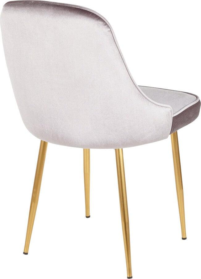Lumisource Dining Chairs - Marcel Contemporary Dining Chair with Gold Frame and Silver Velvet Fabric - Set of 2