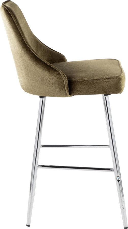 Lumisource Barstools - Marcel 25" Counter Stool In Chrome & Green Velvet (Set of 2)