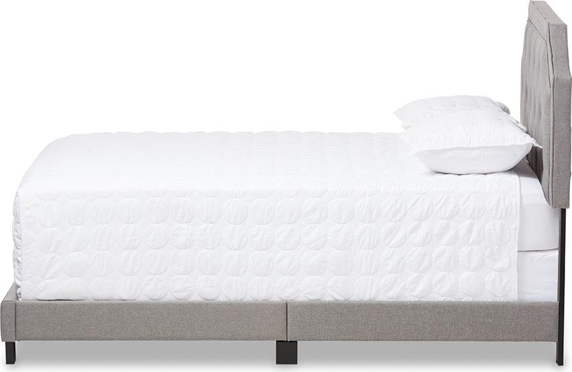 Wholesale Interiors Beds - Willis Modern And Contemporary Light Grey Fabric Upholstered Queen Size Bed