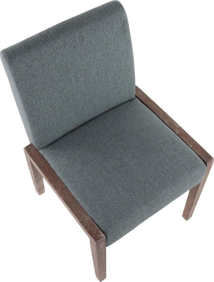 Lumisource Accent Chairs - Carmen Contemporary Chair In White Washed Wood & Teal Fabric (Set of 2)
