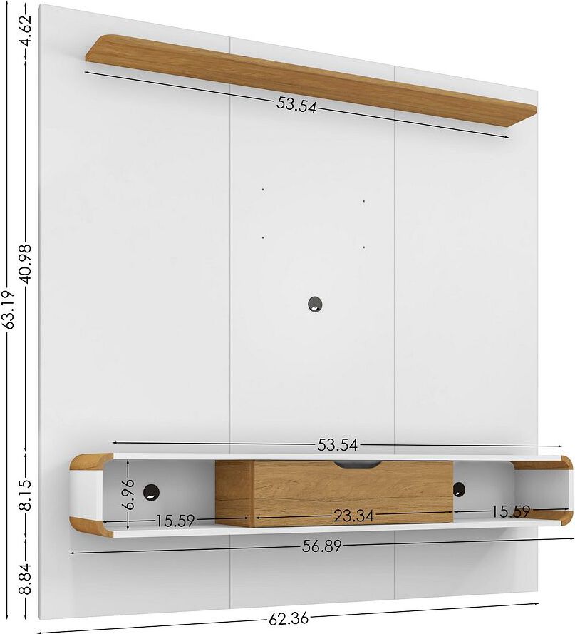 Manhattan Comfort TV & Media Units - Camberly 62.36 Floating Entertainment Center in White and Cinnamon