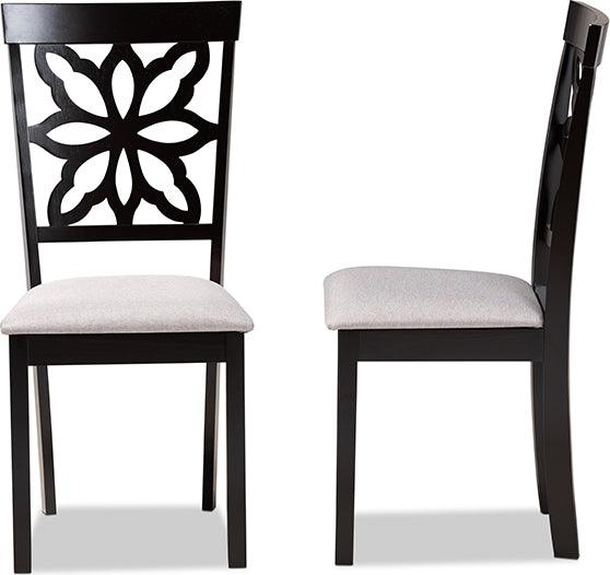 Wholesale Interiors Dining Chairs - Samwell Grey Fabric Upholstered and Dark Brown Finished Wood 2-Piece Dining Chair Set