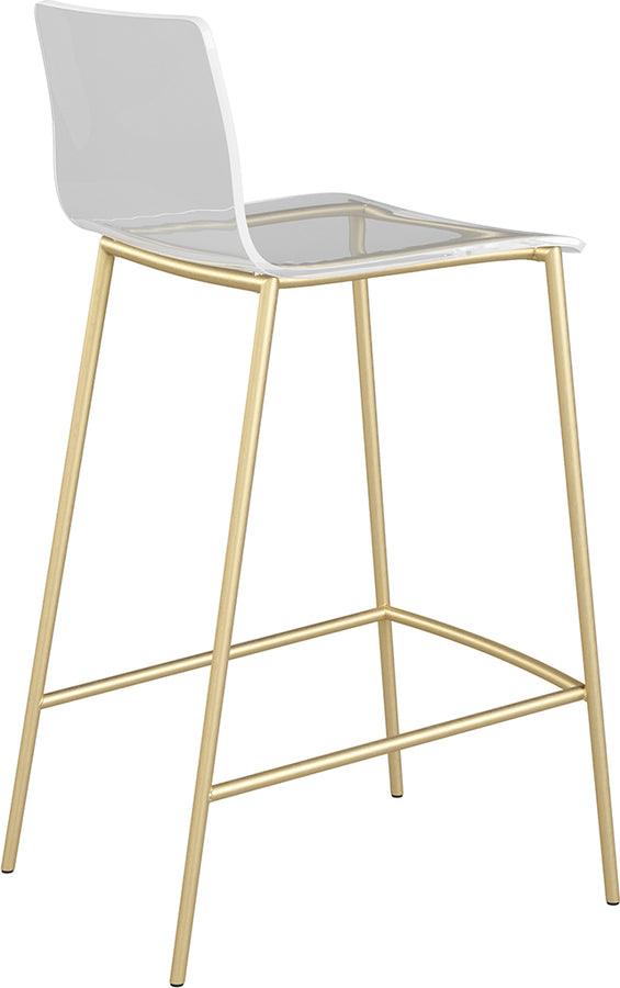Euro Style Barstools - Cilla Counter Stool in Clear with Matte Brushed Gold Legs - Set of 2