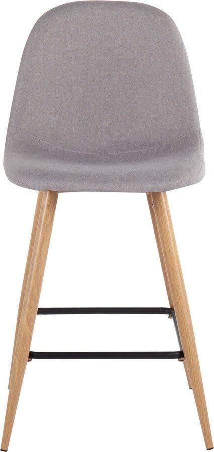 Lumisource Barstools - Pebble Counter Stool In Natural Metal & Light Grey Fabric (Set of 2)